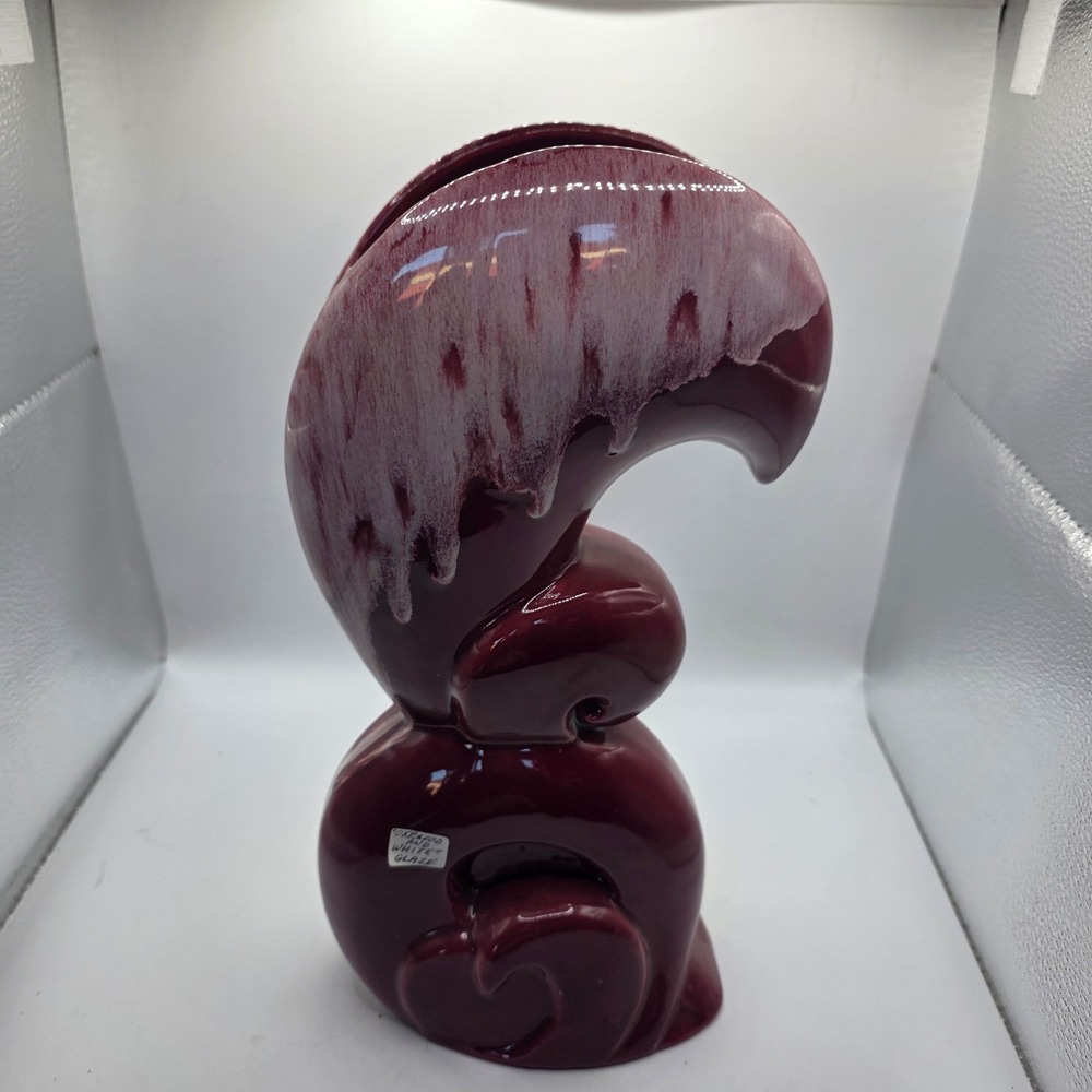 Vintage Royal Haeger 933 USA Oxblood Burgundy White Drip Glaze MCM Art Pottery